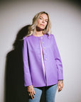 Collarless Blazer in Violet