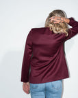 Collarless Blazer in Deep Wine