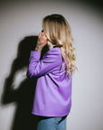 Collarless Blazer in Violet